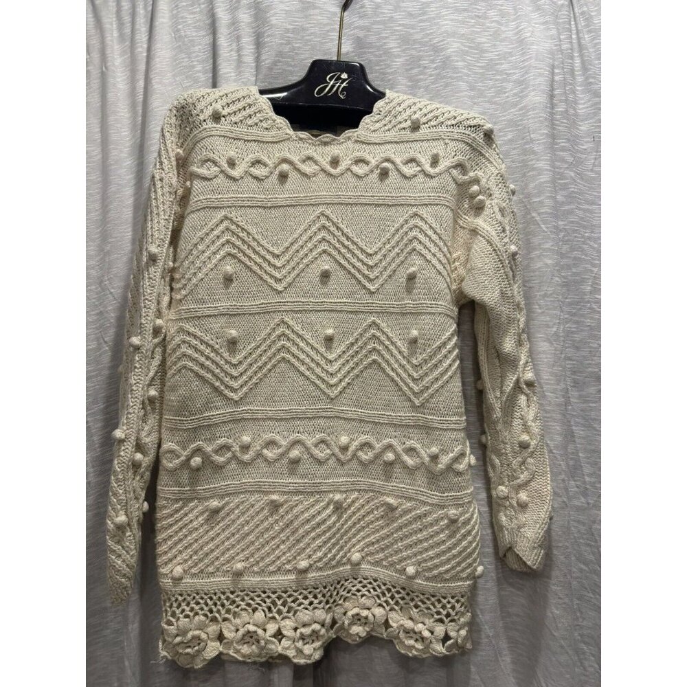 Express Compagnie Internationale Womens Sweater Size Small Handknit Cotton Ramie